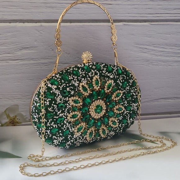 Emmie Green Diamond Embellished Bag